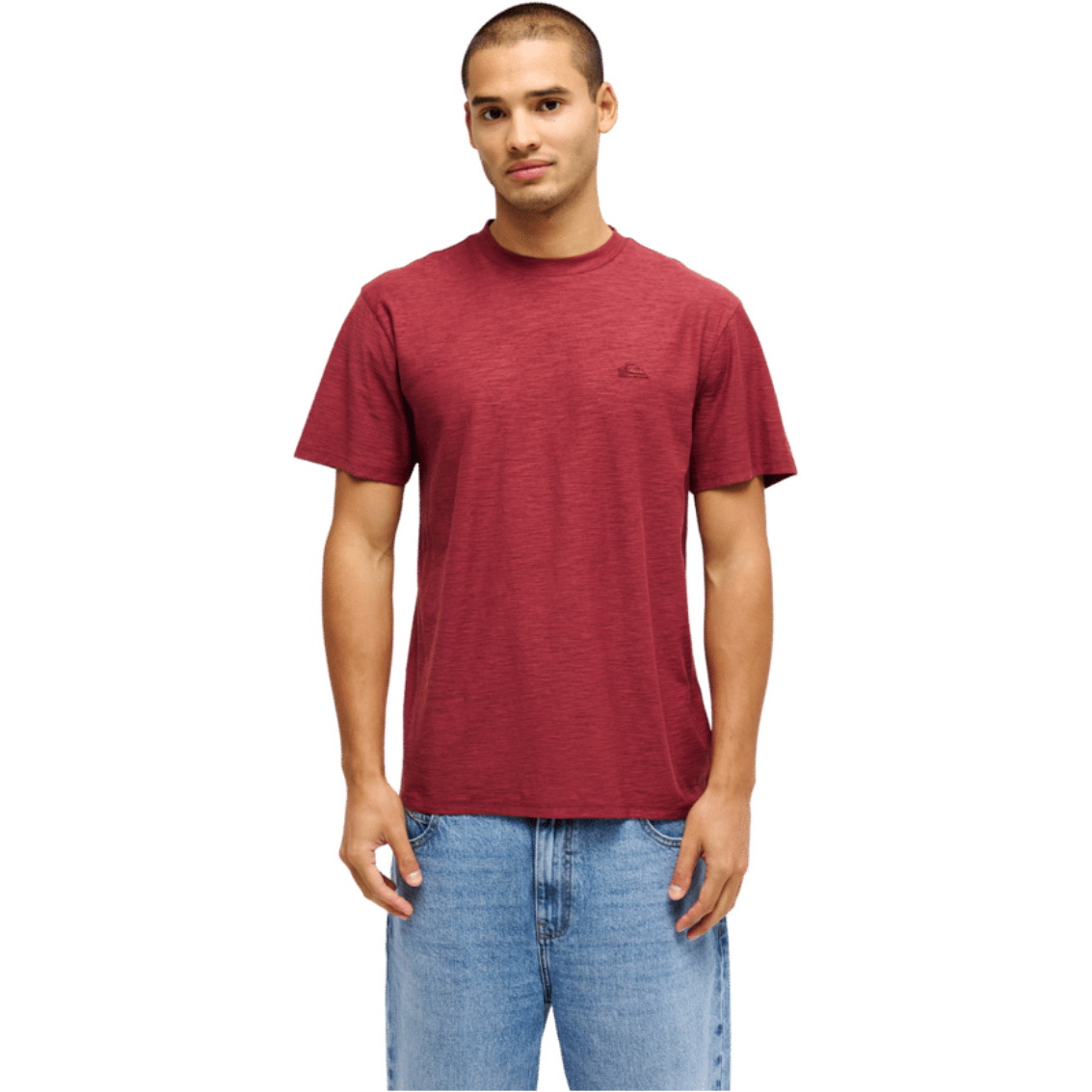 2026 Quiksilver Mens Slub Roundneck T-Shirt EQYKT04391 - Oxblood Red